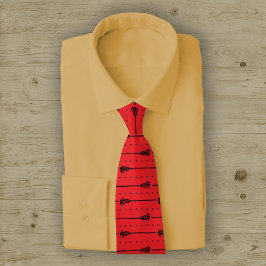 赤ラクロスブラックスティック点々のあるとラインパターン ネクタイ