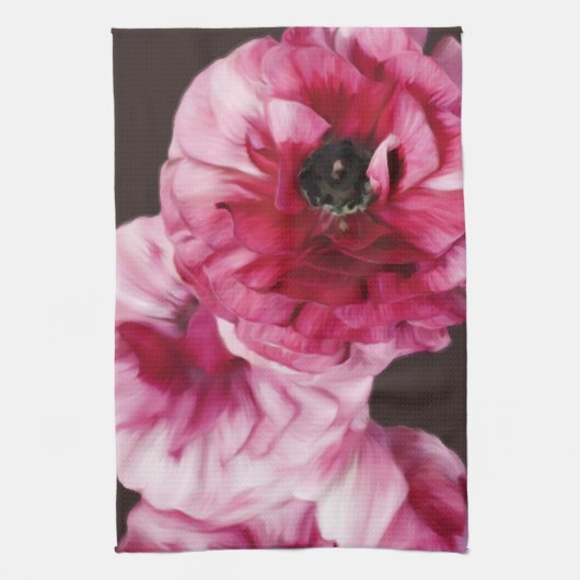 赤ラヌンキュラス キッチンタオル (縦)