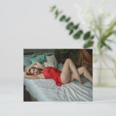 赤ランジェリーモデル写真はがき ポストカード (スタンド正面)