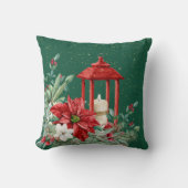 赤ランタンキャンドルポインセチア花束 クッション (正面)