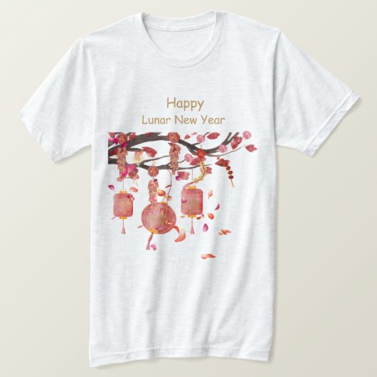 赤ランタン中国の新年Tシャツ Tシャツ (デザイン正面)