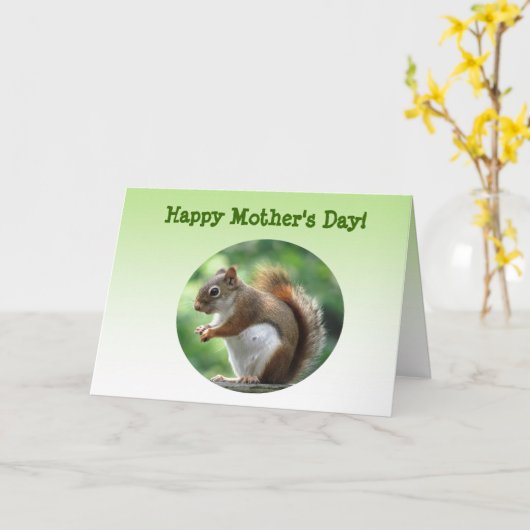 赤リスの母の日 カード (黄色い花)