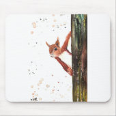 赤リスの水色かわいい動物の野生動物 マウスパッド (正面)