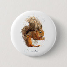 赤リスの6cm丸バッジ