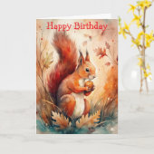 赤リス食べの木の実 カード (黄色い花)