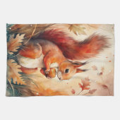 赤リス食べの木の実 キッチンタオル (横)