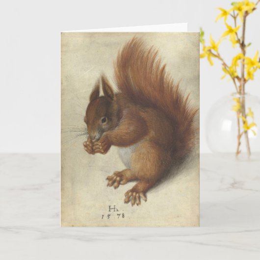 赤リス | Hans Hoffmann カード (黄色い花)