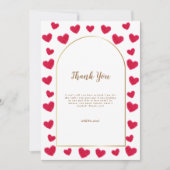 赤リトルスウィートアーチバレンティンベイビーシャワー サンキューカード (正面)