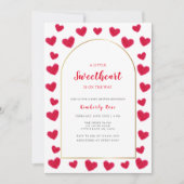 赤リトルスウィートアーチバレンティンベイビーシャワー 招待状 (正面)