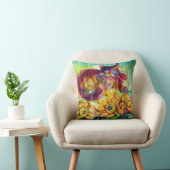 赤リボンとひまわり付き猫 クッション (椅子)