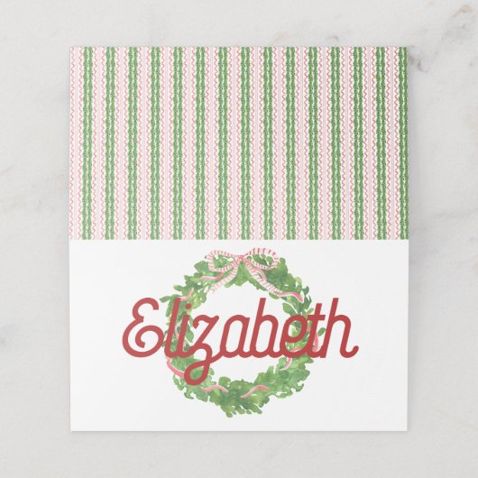 赤リボンリース折り曲げ座席表 プレイスカード (外部開封)