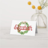 赤リボンリース折り曲げ座席表 プレイスカード (正面)