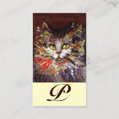 赤リボン付きホワイトブラウン猫ポートレート 名刺 (裏面)