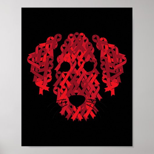 赤リボンHivエイズ脳動脈瘤犬認識度G ポスター (正面)