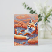 赤リラックスキツネ ポストカード (スタンド正面)