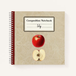 赤リンゴと半分の組パーソナライズされた成 ノートブック