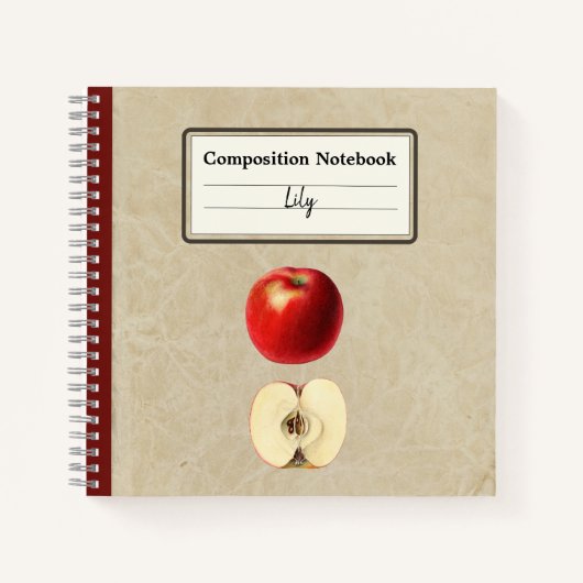 赤リンゴと半分の組パーソナライズされた成 ノートブック (正面)