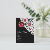 赤ルビーダマスクモノグラム2,明るい赤紫色 名刺 (スタンド正面)