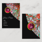 赤ルビーダマスクモノグラム3明るい赤紫色グリーンピンクブルー 名刺 (正面/裏面)