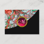 赤ルビーダマスクモノグラム3明るい赤紫色グリーンピンクブルー 名刺 (裏面)