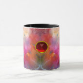 赤ルビー付きピンクブルー抽象芸術 マグカップ (中央)