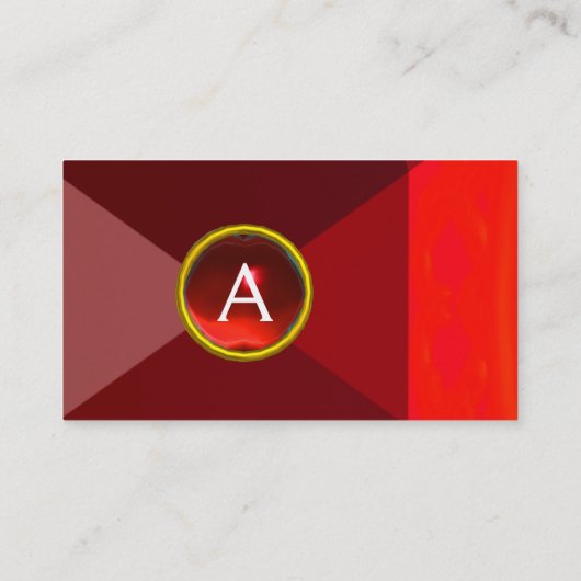 赤ルビー宝石モノグラム抽象芸術幾何学模様 名刺 (裏面)