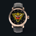 赤ルビー金ゴールドケルトハート、黒 腕時計<br><div class="desc">明るい黄色の輝エレガントく赤いルビー宝石の石と金のケルト結び目模様.3Dデザインとブルガンルミニによるモデリング(c)シリーズのハイパータリスマンから部品。</div>