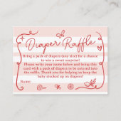 赤レトロかわいいおむつラッフルレモン赤ちゃんシャワー エンクロージャーカード (正面)