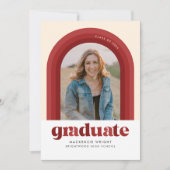 赤レトロアーチ卒業発表 招待状 (正面)