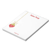 赤レトロクリスマスオーナメントモノグラム ノートパッド (回転)