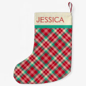 赤レトロクリスマスプレッドパターン スモールクリスマスストッキング (裏面)