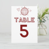 赤レトロディスコGroovy大きなテーブル番号 招待状 (スタンド正面)