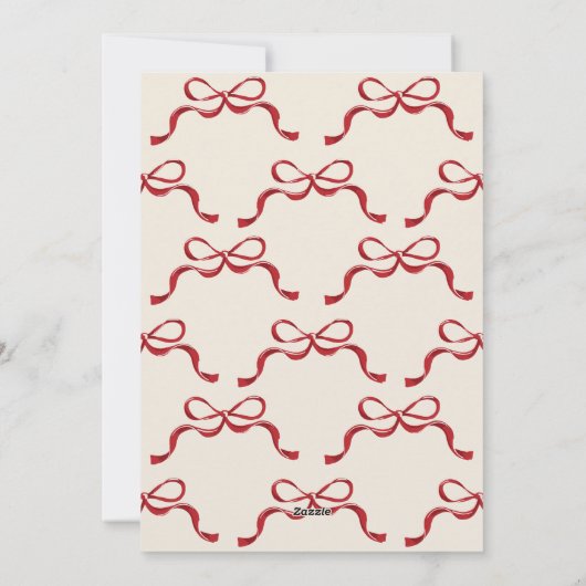 赤レトロモダンボウ非写真クリスマス シーズンカード (裏面)