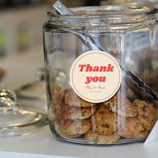 赤レトロヴィンテージ結婚タイポグラフィ感謝していのあなた ラウンドシール