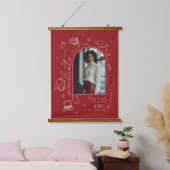 赤レトロ手描き写真卒業 吊り下げ型タペストリー (寝室)