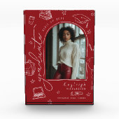 赤レトロ手描き卒業写真ブロック フォトブロック (正面)