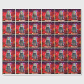 赤レトロ玩具ロボットSF銀河系クール名前をカスタムする ラッピングペーパー (フラット)