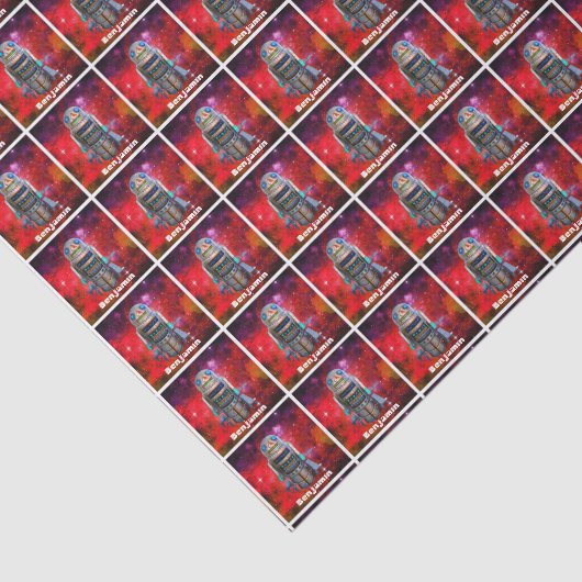 赤レトロ玩具ロボットSF銀河系名前をカスタムする クール 薄葉紙 (詳細)