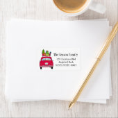 赤レトロ車クリスマスギフトラベル ラベル (インサイチュ)