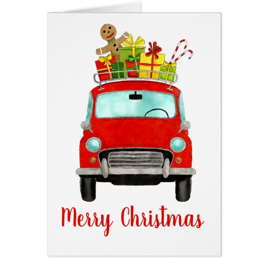 赤レトロ車（クリスマスプレゼント付き） (正面)