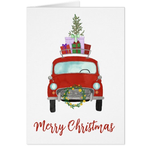赤レトロ車（クリスマスプレゼント付き） (正面)