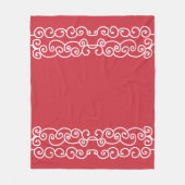 赤レンガで白い巻物 フリースブランケット (正面)