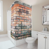 赤レンガの壁とスタンドの抽象的、古い、建築 シャワーカーテン (インサイチュ)