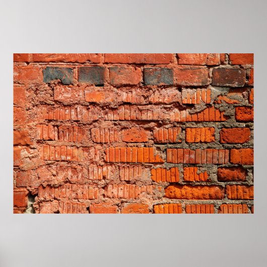 赤レンガの壁のテクスチャ放棄，高齢化，アンティーク, ポスター (正面)