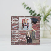 赤レンガの壁の写真 – 卒業 招待状 (スタンド正面)