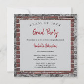 赤レンガの壁の写真 – 卒業 招待状 (裏面)