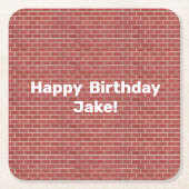 赤レンガの壁パーソナライズされた スクエアペーパーコースター (正面)