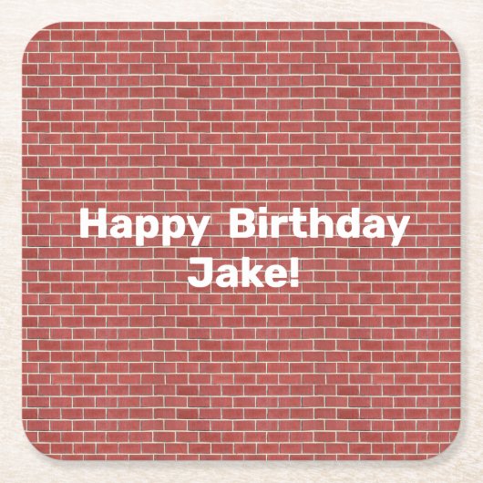 赤レンガの壁パーソナライズされた スクエアペーパーコースター (正面)