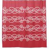 赤レンガの白い巻物 シャワーカーテン (正面)