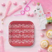 赤レンガの白い巻物 ペーパープレート (パーティー)